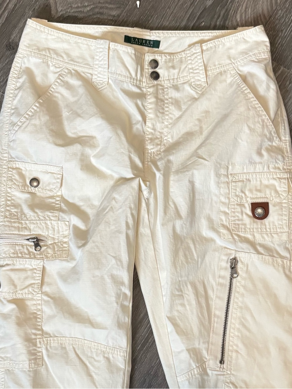 VTG Lauren Ralph Lauren cream low rise cargo pants - Picture 2 of 6